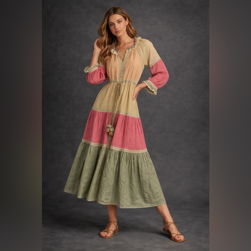 Anthropologie 100% Cotton Handmade Colorful Dress - Size Small
